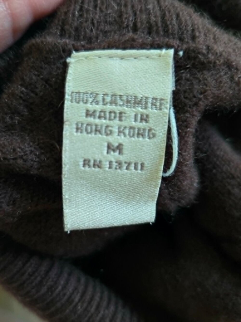 Vintage 100% Cashmere Turtleneck Sweater | Brown | Made in Hong Kong | Size M - Picture 6 of 6